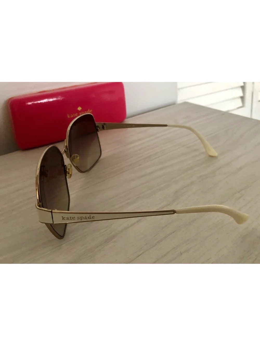 Kate Spade DARI/S Oversized Square Aviator Sunglasses Gold Brown Gradient